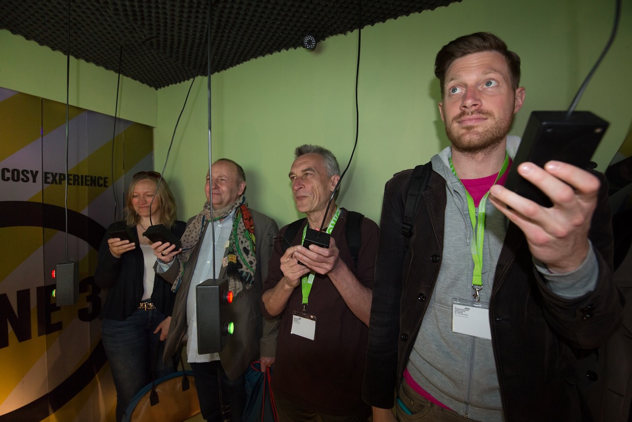 Visitors answer multiple choice questions during questioning in Room 2: The Indoctrination Lab.